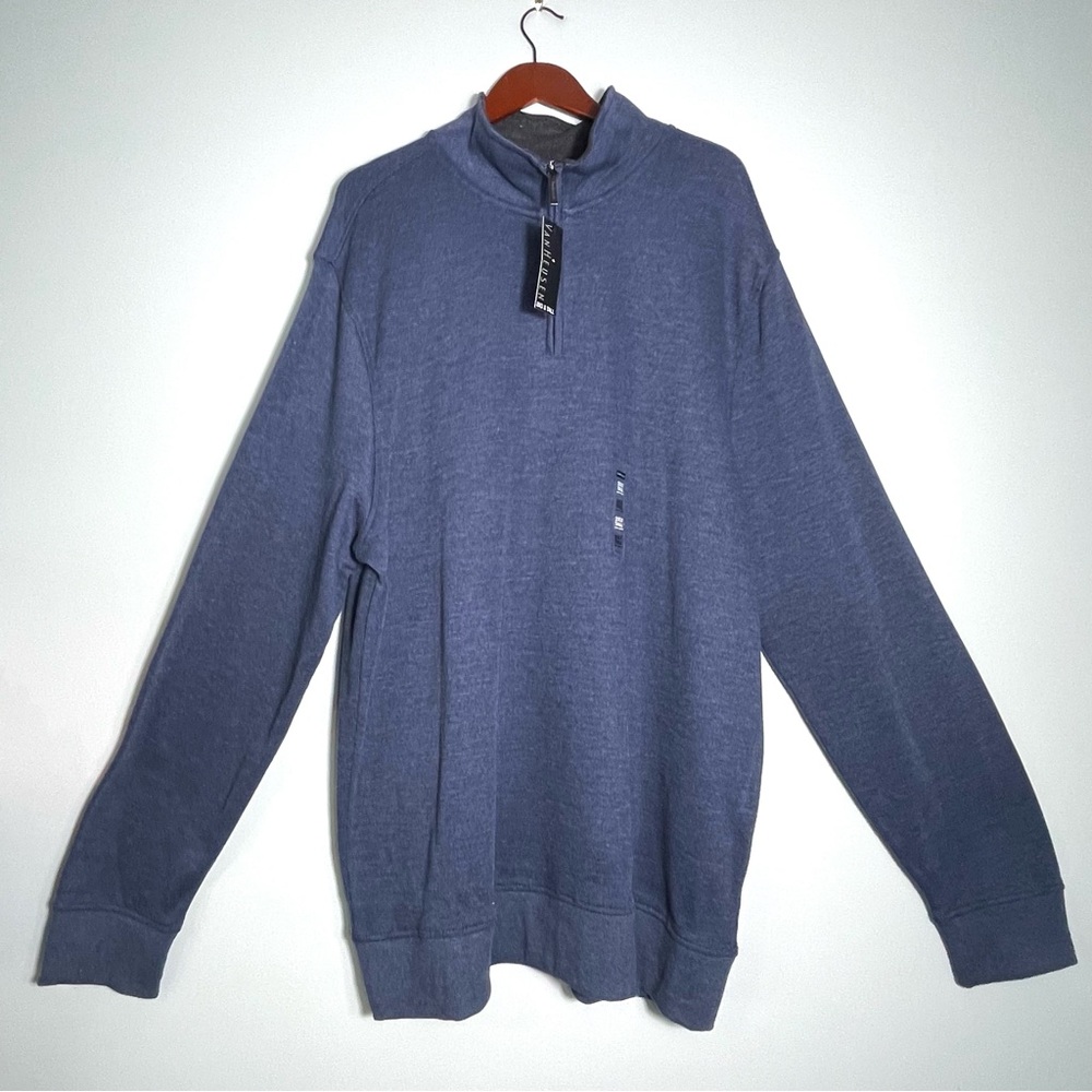 NWT VAN HEUSEN Men's 1/4 Zip Blue Pull Over Top Sweater Big Tall Size 2XLT